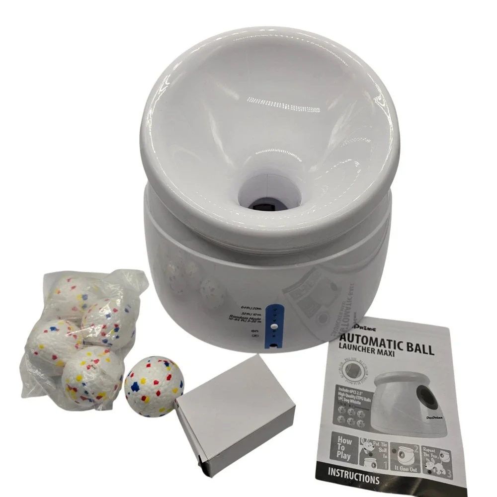 Pet Prime Automatic Dog Ball Launcher Large Dogs 10-64ft - 5 ETPU Balls